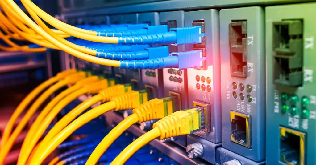 Fibre Optic Network Cabling With Switch Port Connectivity