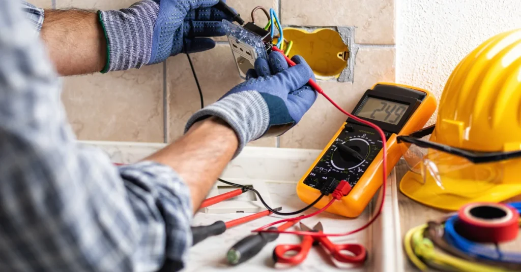 Electrician Testing Outlet For Common Electrical Issues