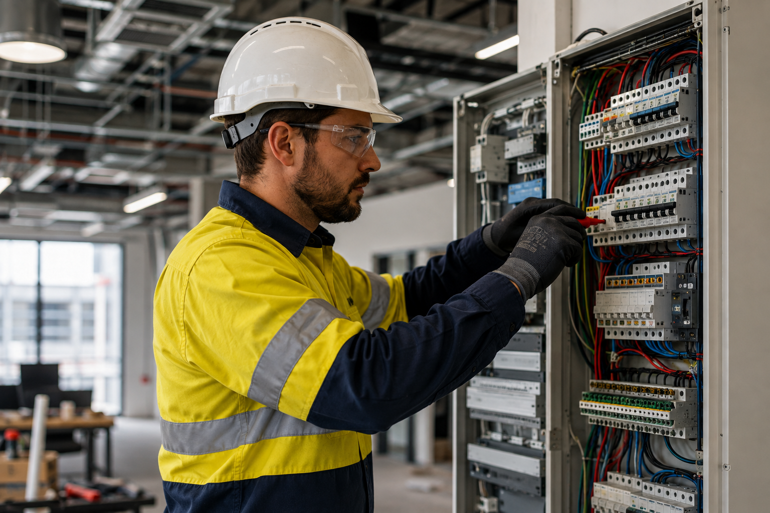 Commercial electrical contractor servicing a switchboard for Balcatta businesses